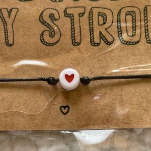 Black Adjustable String Wish Bracelet Red Heart Keep Going Be Brave Stay Strong